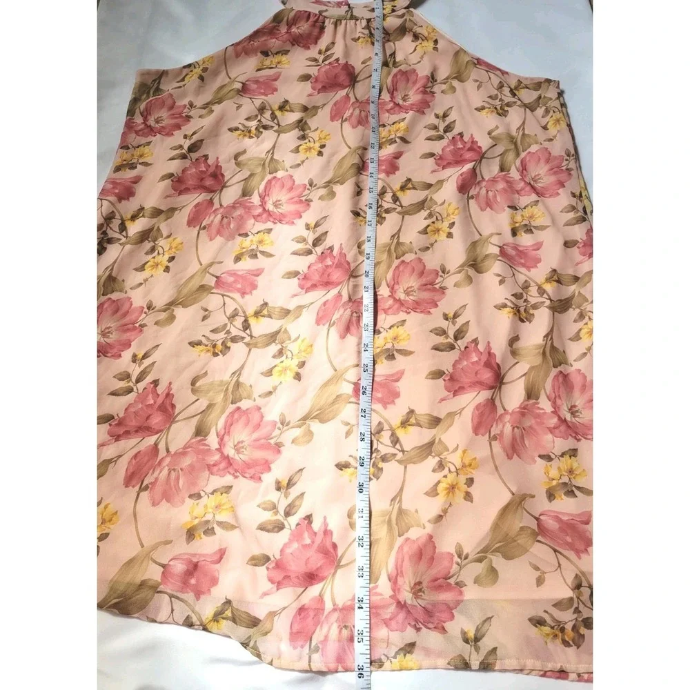 New York & Company Pink Floral Sleeveless A Line Dress‎ Sz XL